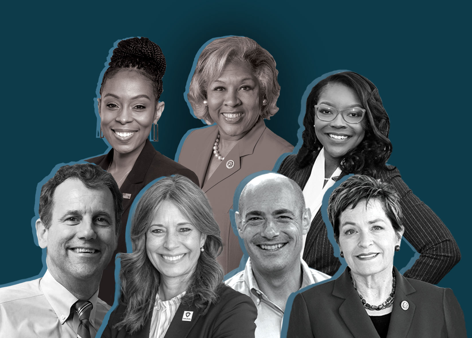 Shontel Brown, Joyce Beatty, Emilia Sykes, Sherrod Brown, Amy Acton, Greg Landsman, and Marcy Kaptur.