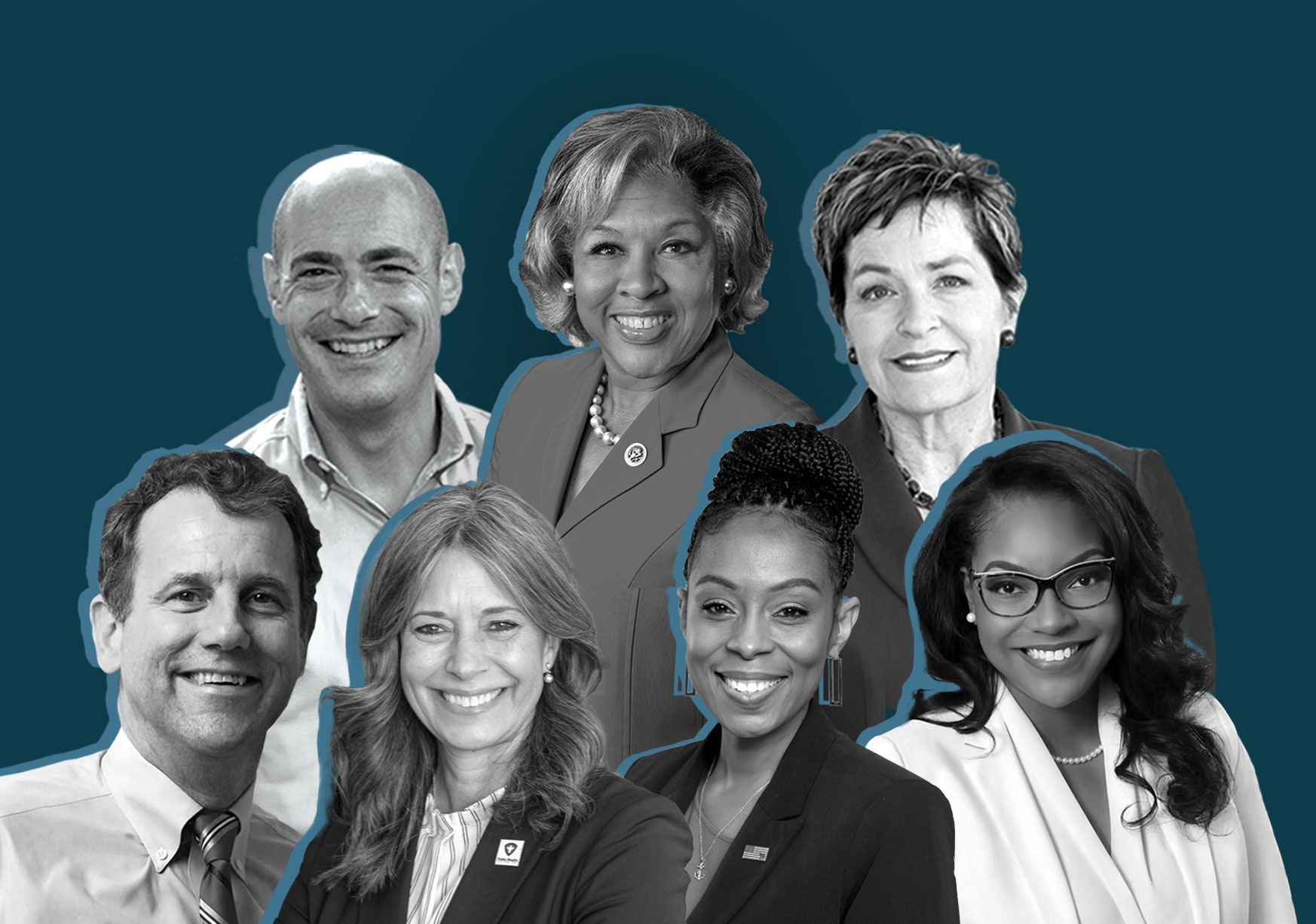 Shontel Brown, Joyce Beatty, Emilia Sykes, Sherrod Brown, Amy Acton, Greg Landsman, and Marcy Kaptur.