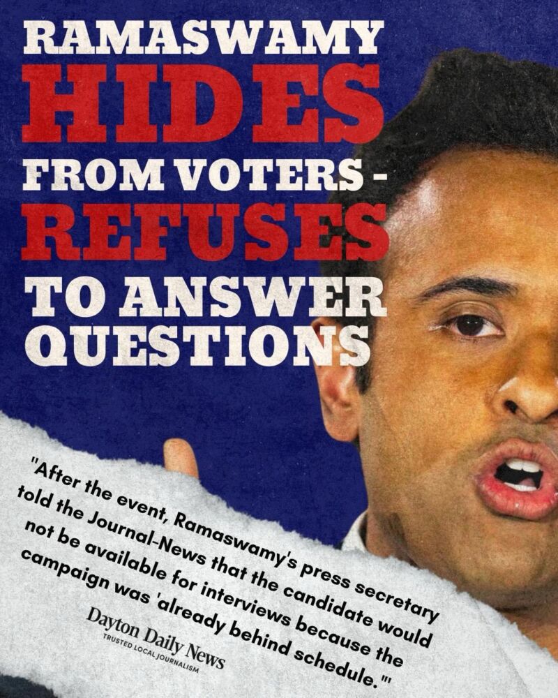 Image for the Tweet beginning: Vivek is hiding from Ohioans