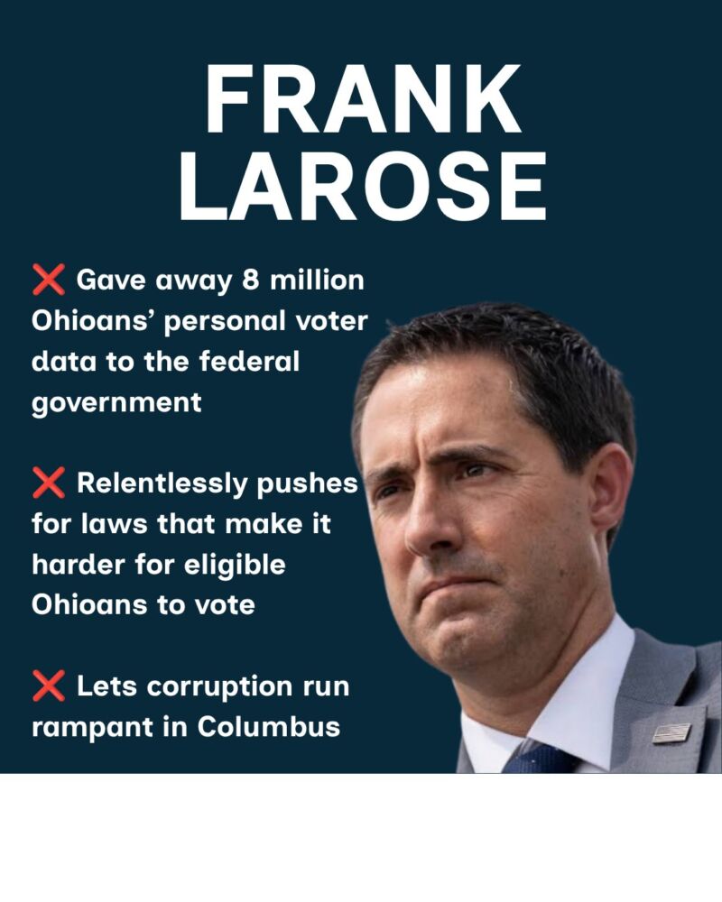 Image for the Tweet beginning: Frank LaRose has let corruption