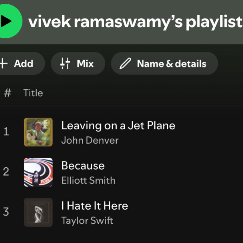 Image for the Tweet beginning: What Vivek's been listening to